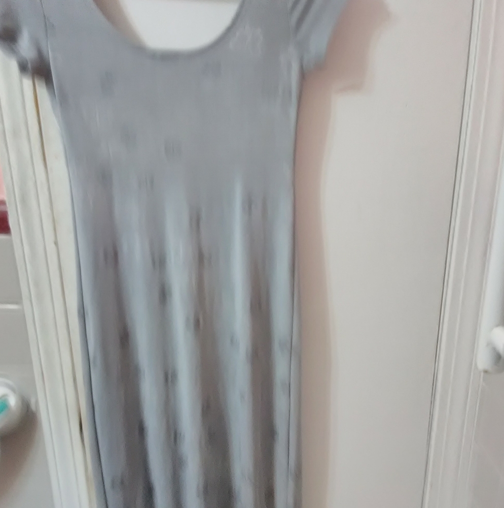 Long gray short sleeve with slit dress